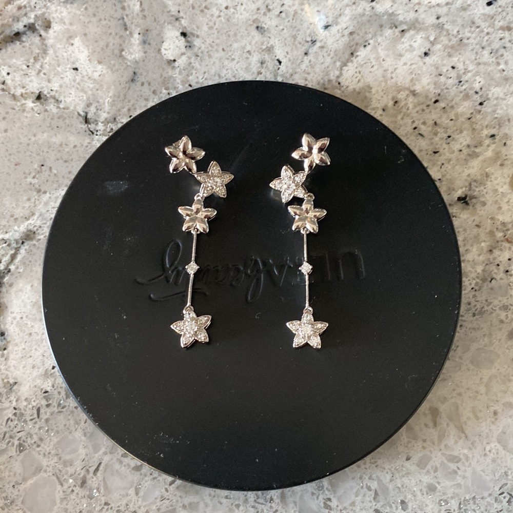 Silver Drop Earrings with Rhinestones